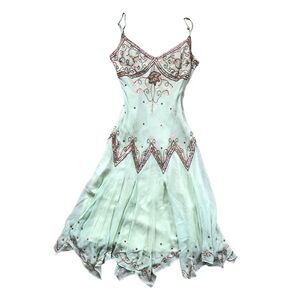 [SOLD] PINTEREST ADRIANNA PAPELL SILK BEADED DRESS PROM FAIRYCORE WHIMISCAL